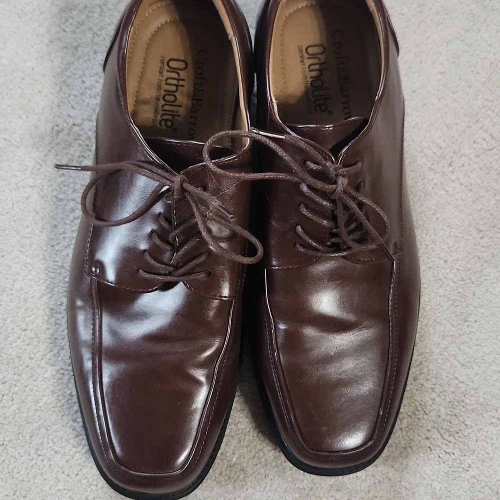 Men's Croft and Barrow Ortholite Brown Dress Tie Shoes - 10 Wide